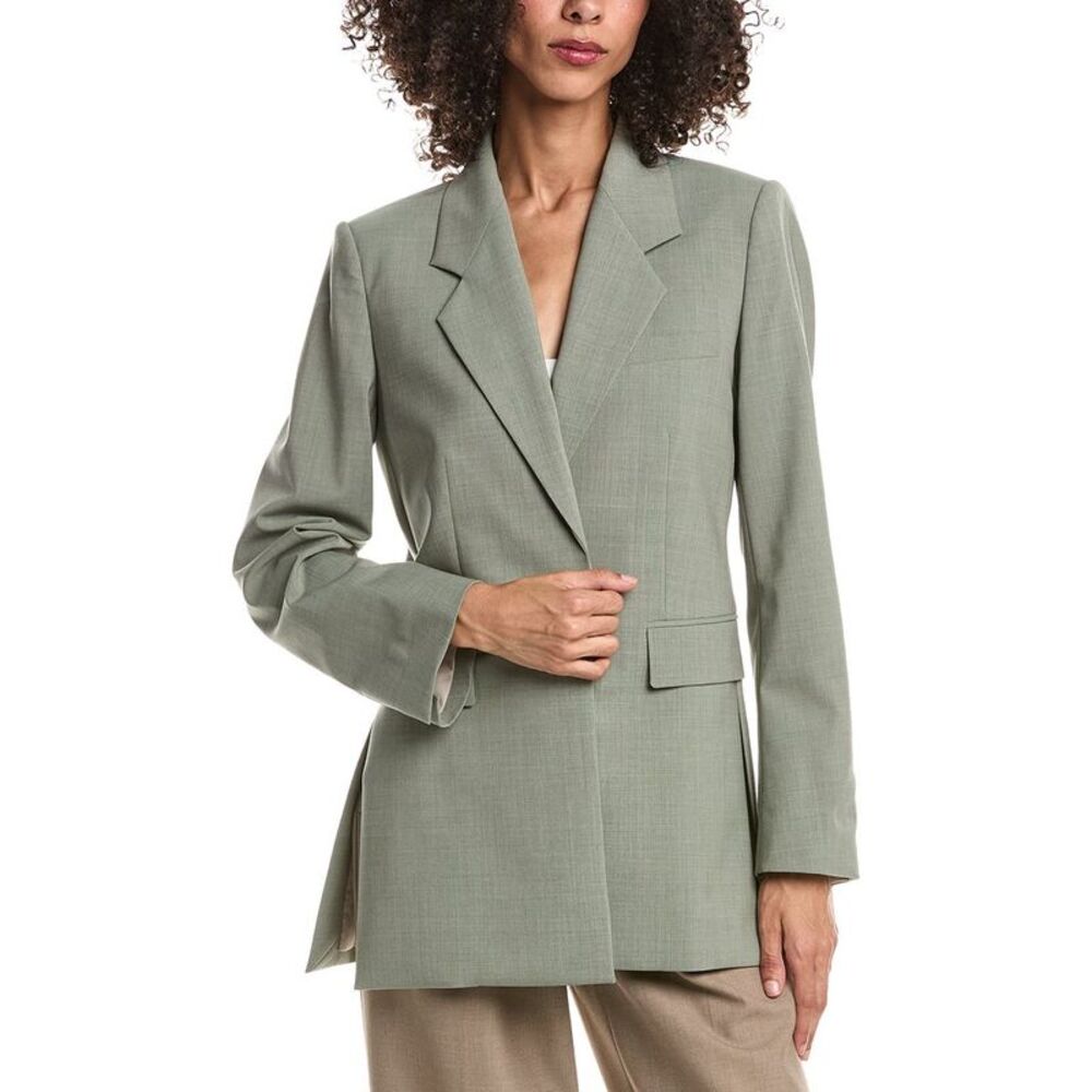 Theory Womens Relaxed Slash Wool-Blend Blazer, Brown